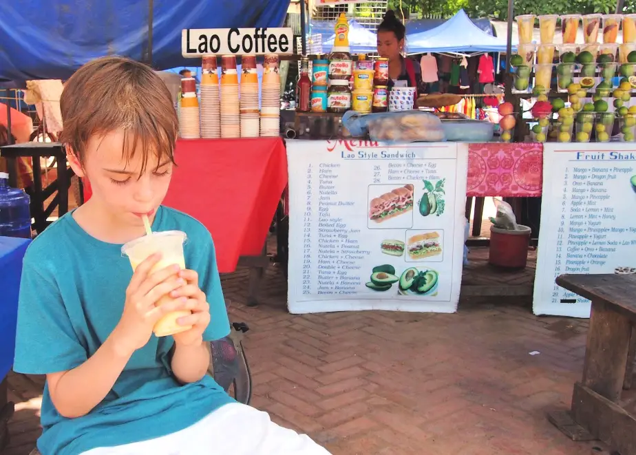 Shakes and coffee street food in Laos