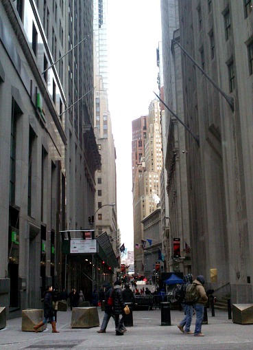 Love being able to walk along wall street with no cars.