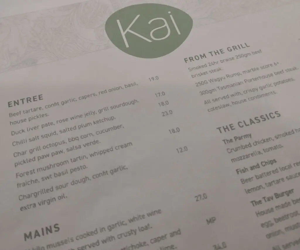 Kai Port Douglas Menu