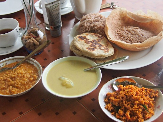 Sri Lankan breakfast food. World food photos at World Travel Chef.