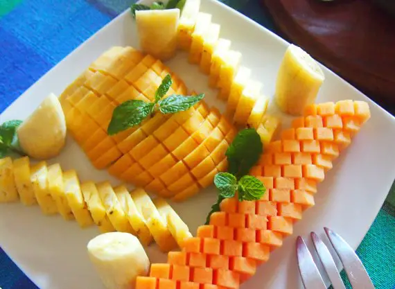 Sri Lankan Fruits. Typical breakfast plate of fruit in Sri Lanka