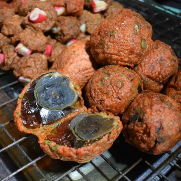 Century egg floating market food Thailand