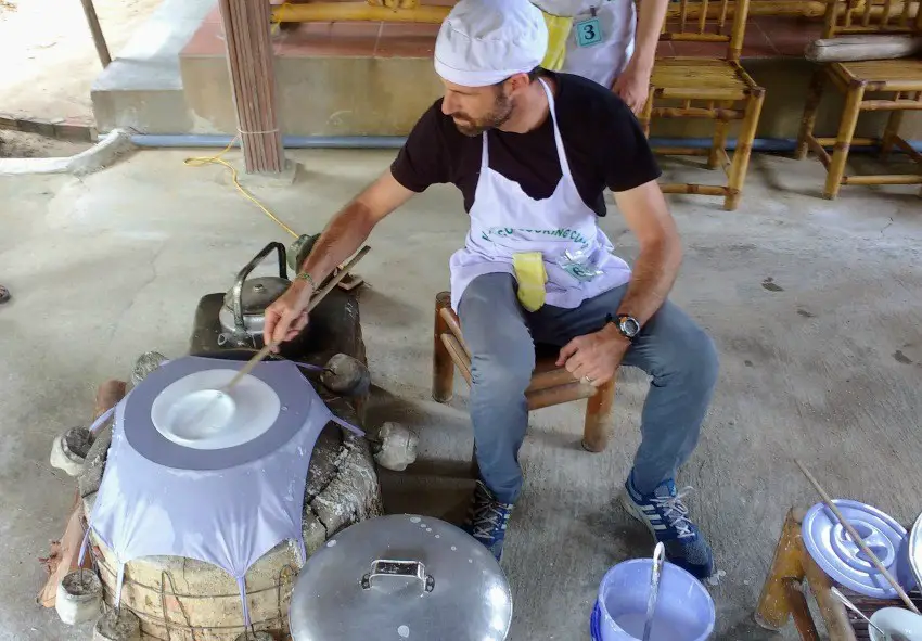 Making Rice Paper in Hoi An Eco Cooking Class