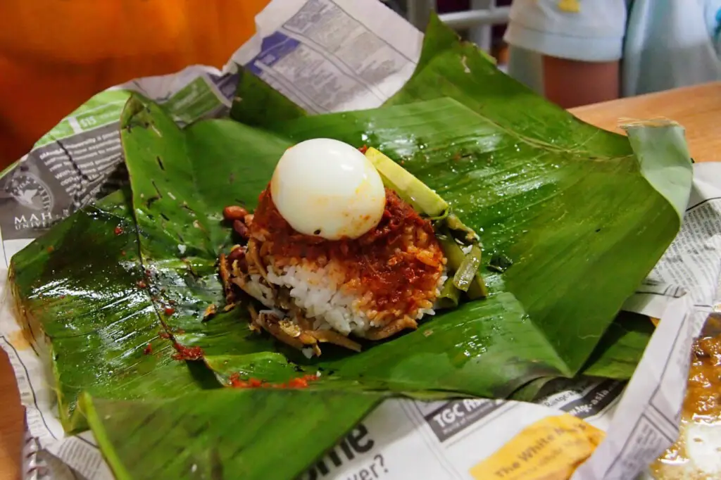nasi lemak a Malaysian breakfast dish