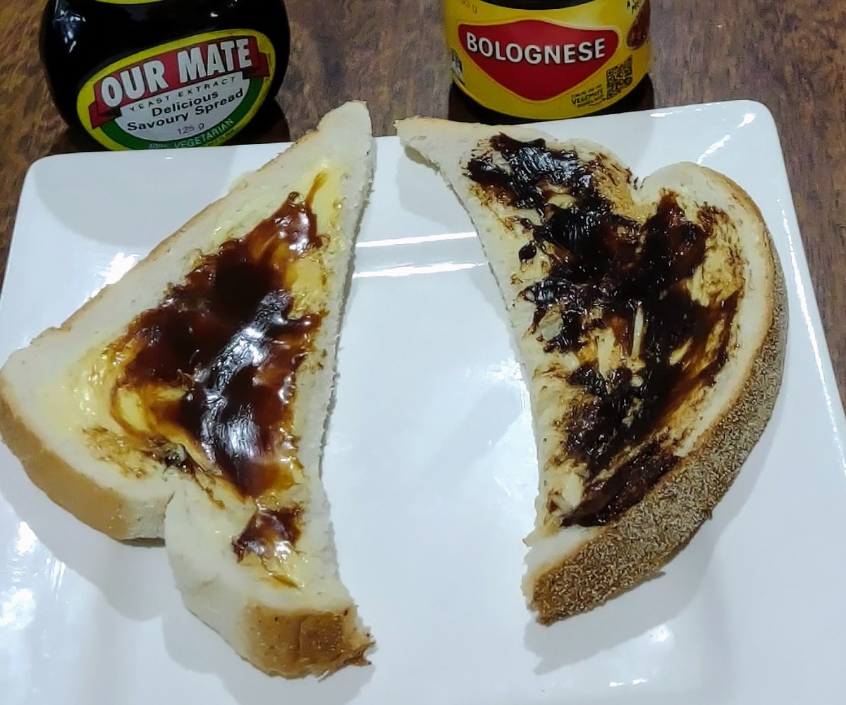vegemite and marmite spread on bread