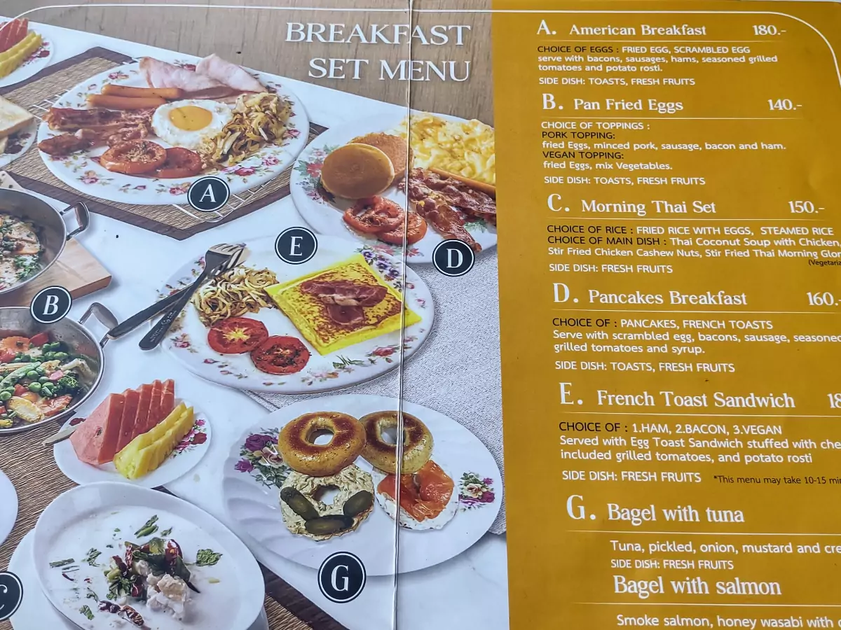 International Thai Breakfast Menu