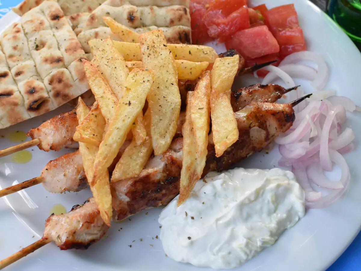 Souvlaki with tzatziki