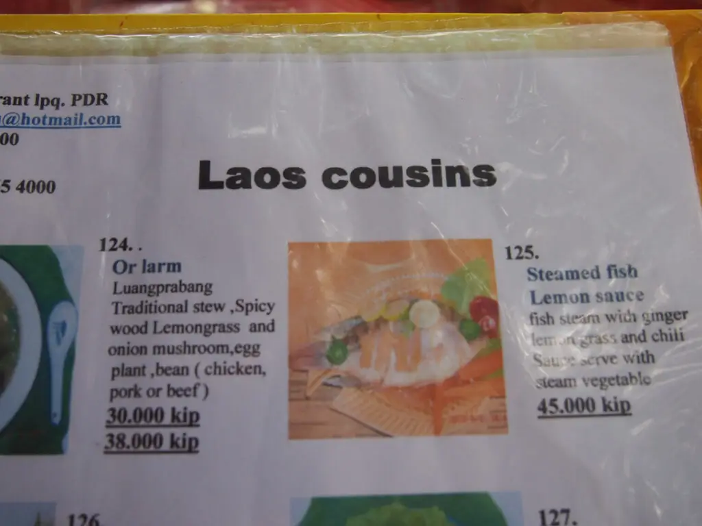 Laos menu