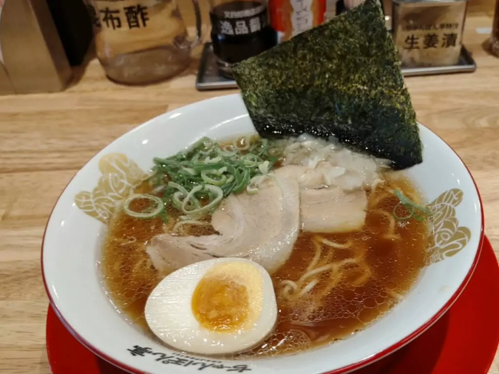 Breakfast noodle soup in Japan